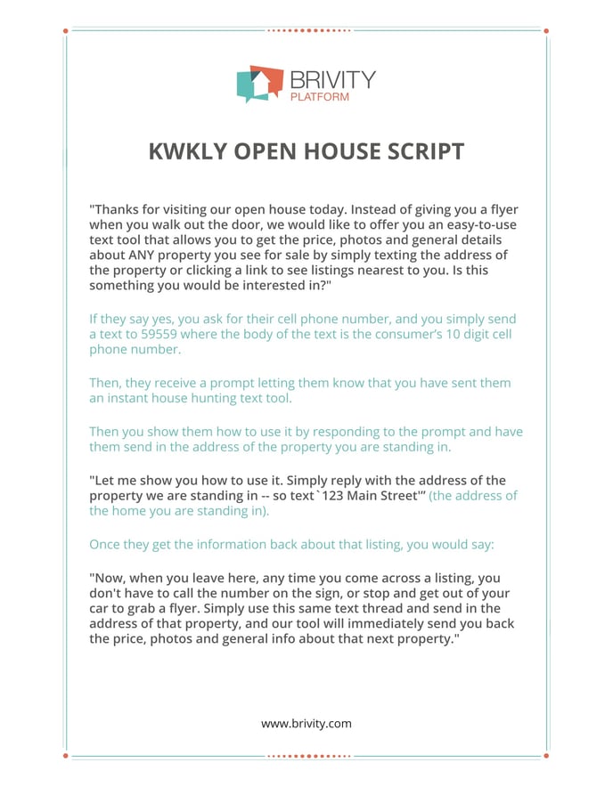 Kwkly Open House Script